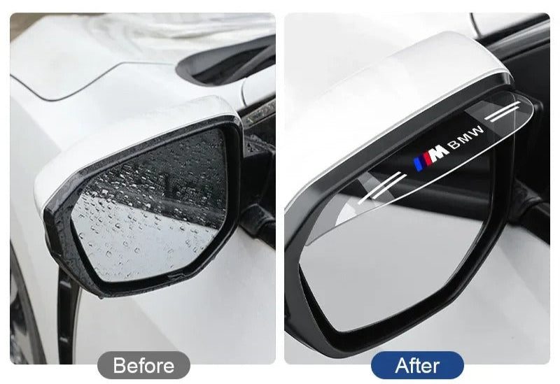 Visera Ceja Protectora de Lluvia para Espejo Retrovisor – Set 2 uds con Logo BMW o ///M