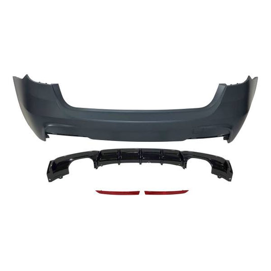 Paragolpes Trasero BMW F31 Look M Performance 2 Salidas doble Brillante Negro