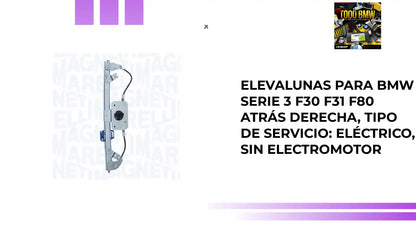 Elevalunas para BMW Serie 3 F30 F31 F80 Atr&aacute;s derecha, Tipo de servicio: el&eacute;ctrico, sin electromotor by@Outfy