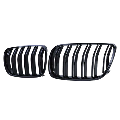 Riñoneras Parrillas Rejillas Frontales Dobles Para Bmw X3 E83 Del 06-11 Negro Brillo