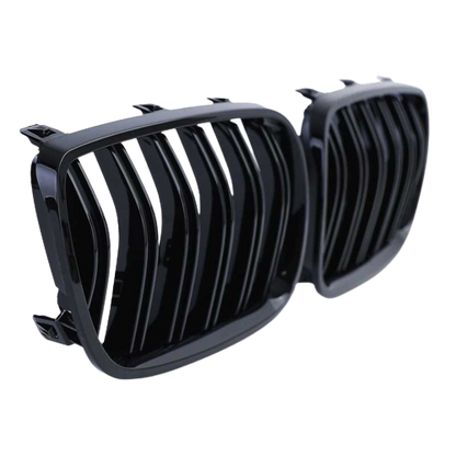 Riñoneras Parrillas Rejillas Frontales Dobles Para Bmw X3 E83 Del 06-11 Negro Brillo