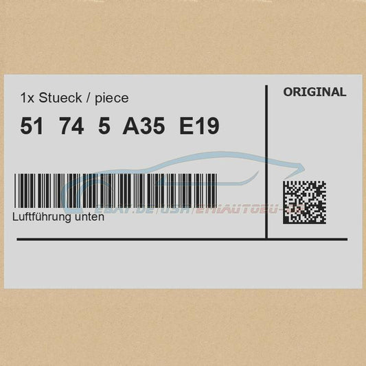 Guia de aire inferior BMW F70 F74 F78 OEM 51745A35E19