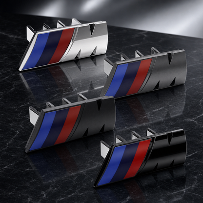 Emblema M para parrilla BMW con cuatro acabados y clip trasero ajustable en vista premium
