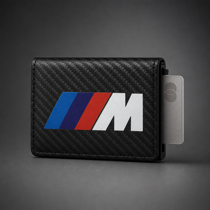 Cartera tarjetero BMW M Variante 1 efecto carbono con logo M - packshot frontal premium