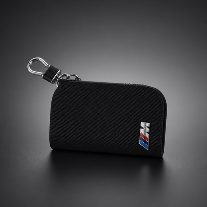 Estuche portallaves BMW M Negro / Logo M tricolor / Única con cremallera metálica - packshot frontal premium