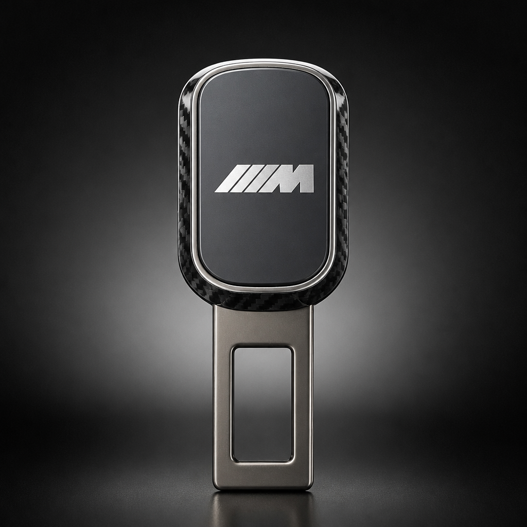 Extensor de cinturón para BMW M Variante 1 con panel efecto carbono, packshot frontal premium
