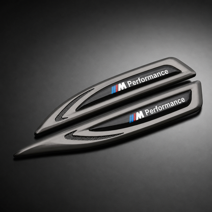 Embellecedor lateral BMW M Performance / Gris ahumado/negro brillante con placa negra brillante - packshot frontal premium