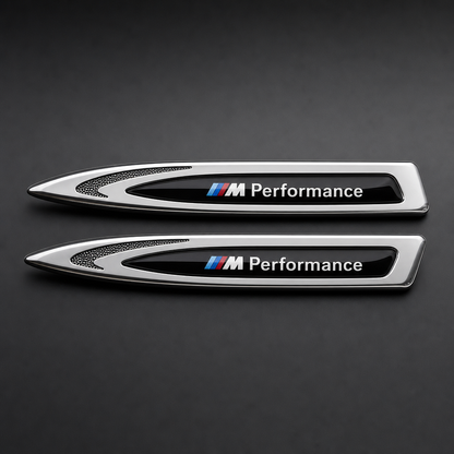 Embellecedor lateral BMW M Performance / Cromado/negro brillante con placa negra brillante - packshot frontal premium