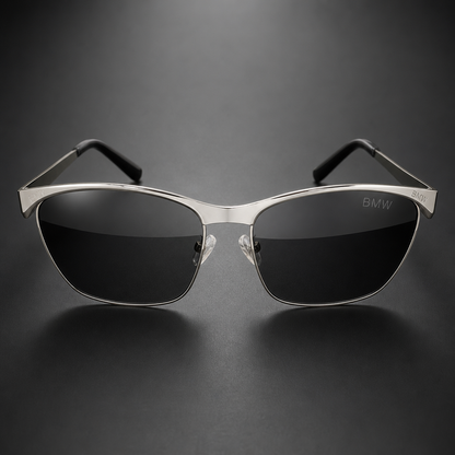 Gafas de sol para BMW Variante 1 con lentes oscuras y montura angular en vista frontal premium