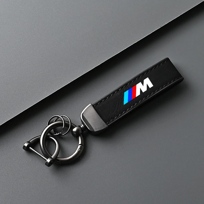 BMW -Schlüsselbund // m Leder mit Metallschnalle - exklusives graues oder schwarzes Design