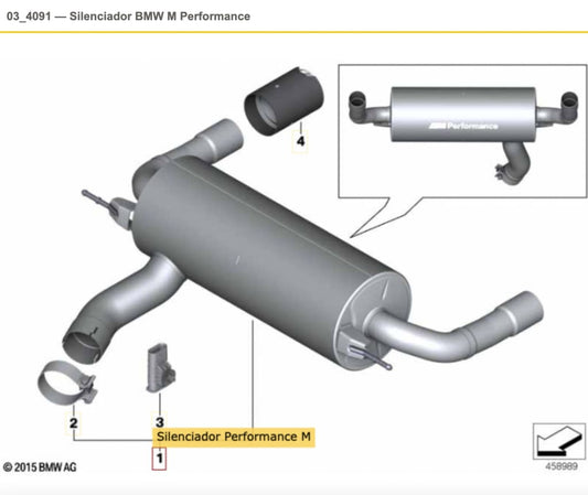Silenciador Performance M Performance Para Bmw F22 F23 F30 F31 F32 F33 F36. Original Recambios
